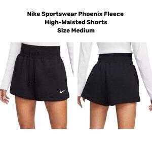 Nike Sportswear Phoenix Fleece High-Waisted Shorts (Black)